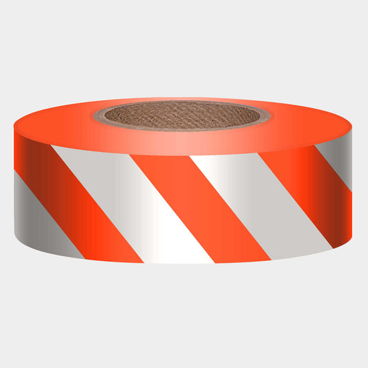 Forrestry Flagging Tape - Orange Sivler Stripe Tape