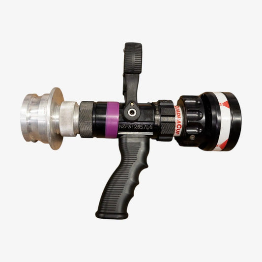 TFT 1.5" Quadracup Nozzle BSP Swivel Inlet 5 Bar 110-470 LPM - Red Bale & Pistol Grip - pslfireandsafety.co.nz