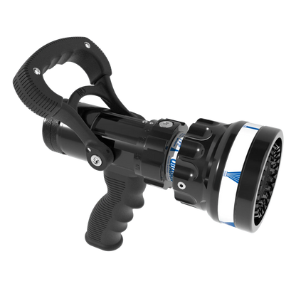 TFT 1.5" Quadracup Nozzle BSP Swivel Inlet 5 Bar 110-470 LPM - Red Bale & Pistol Grip - pslfireandsafety.co.nz