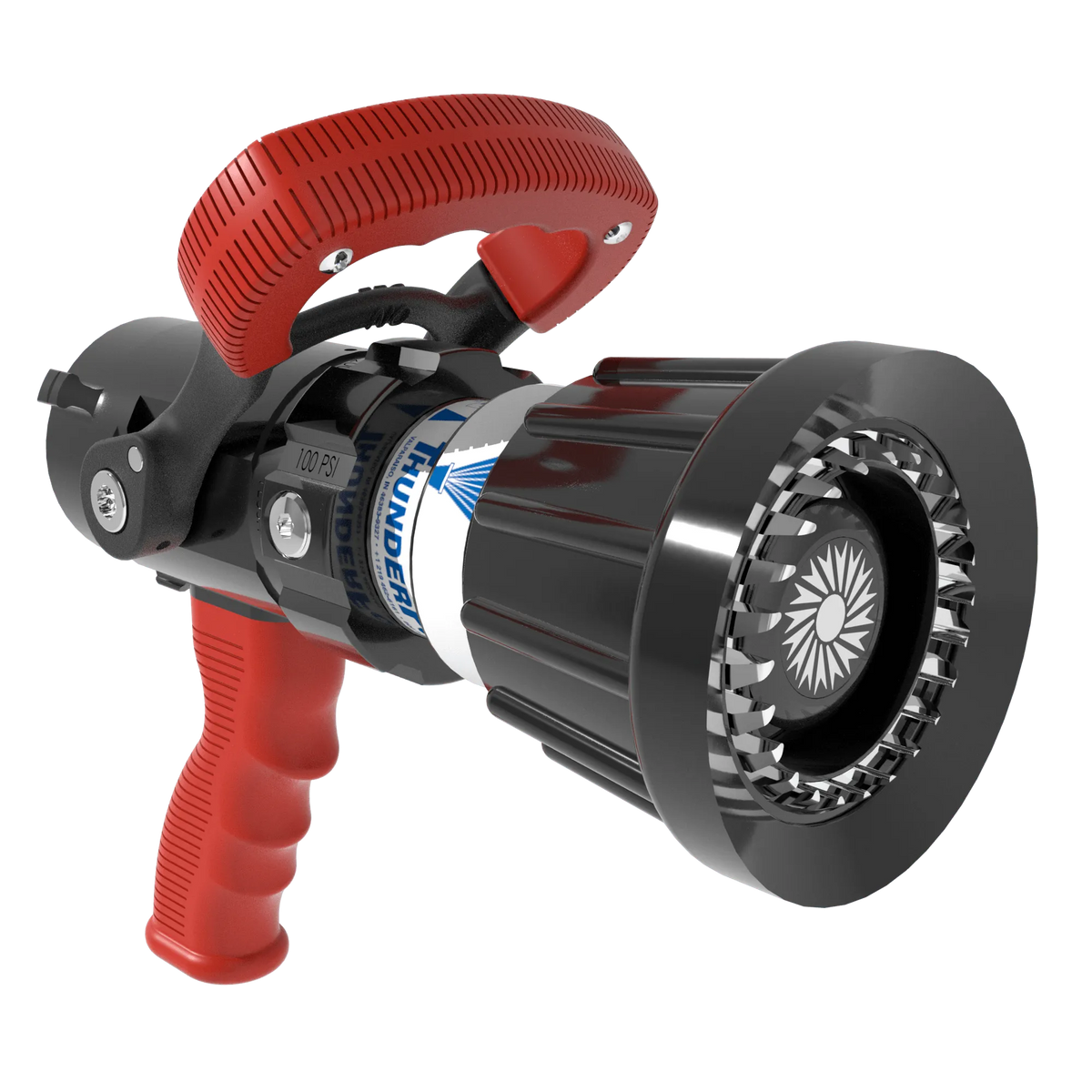 TFT 1.5" ThunderFog Nozzle BSP Swivel INlet 5 Bar 110-750 LPM - Red Bale & Pistol Grip - pslfireandsafety.co.nz
