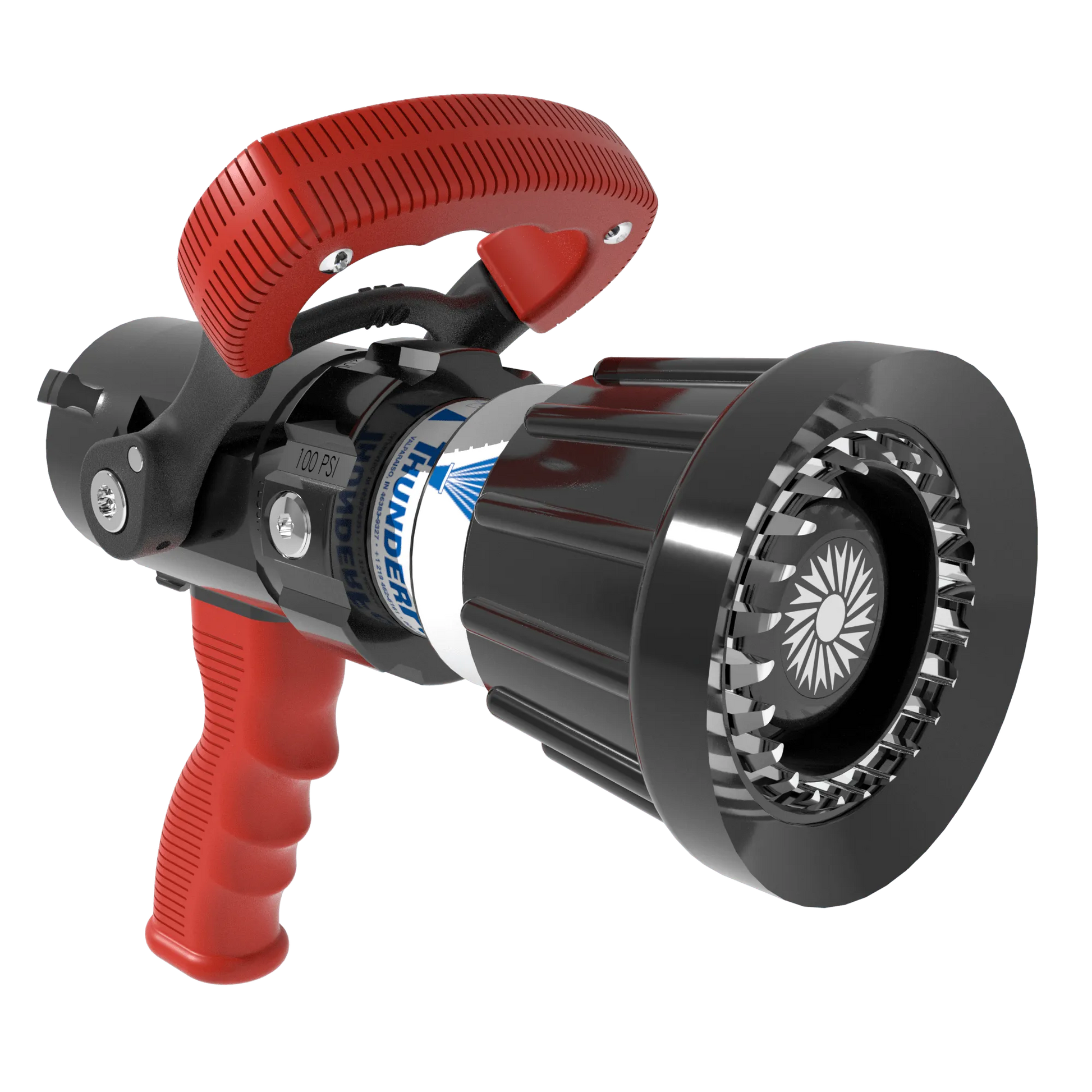 TFT 1.5" ThunderFog Nozzle BSP Swivel INlet 5 Bar 110-750 LPM - Red Bale & Pistol Grip - pslfireandsafety.co.nz