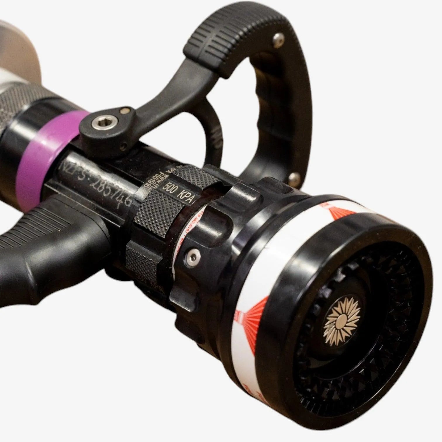 TFT 1.5" Quadracup Nozzle BSP Swivel Inlet 5 Bar 110-470 LPM - Red Bale & Pistol Grip - pslfireandsafety.co.nz